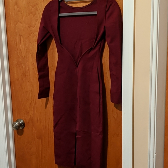 Lulu's Burgundy Open Back Dress - Picture 2 of 3